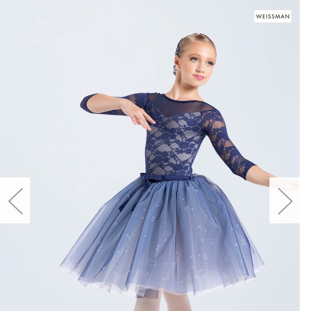 Weissman “While My Guitar Gently Weeps” Midnight Blue Lace Dance Costume, Large